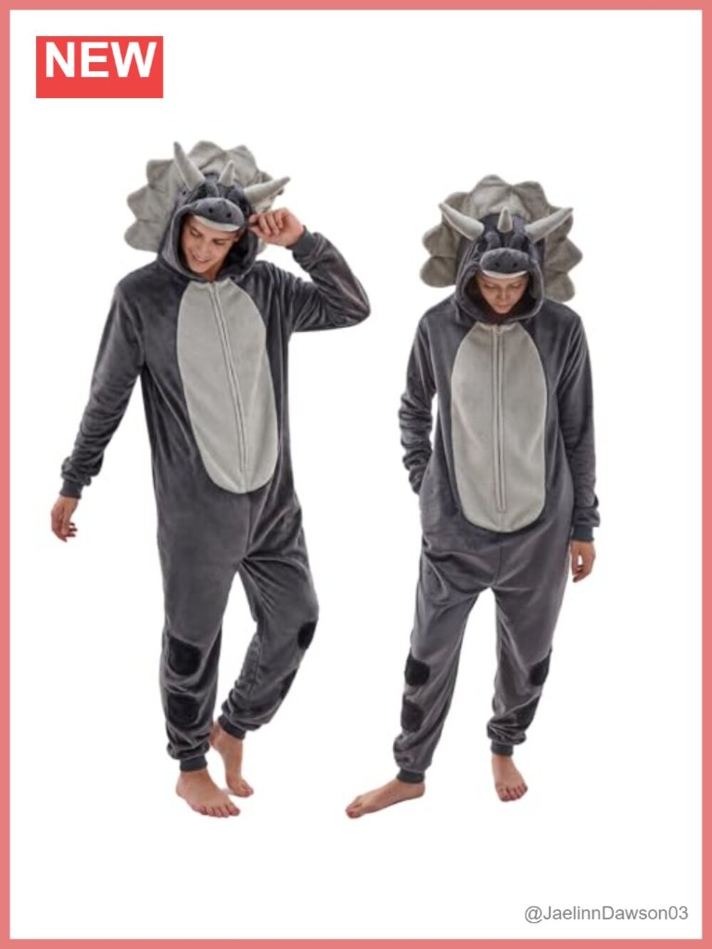 Unisex Adult Onesie Pajama Triceratops Fleece Halloween Costume Sleepwear